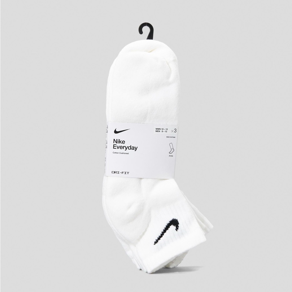Nike Dri-fit Everyday Cushioned Quarter Cut Ankle socks white 3 pair Pack